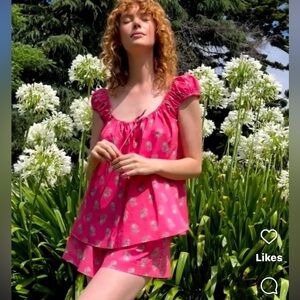 Steele The Label NWOT Pink Oleander Print Cassie Top and Cara Shorts Size Small